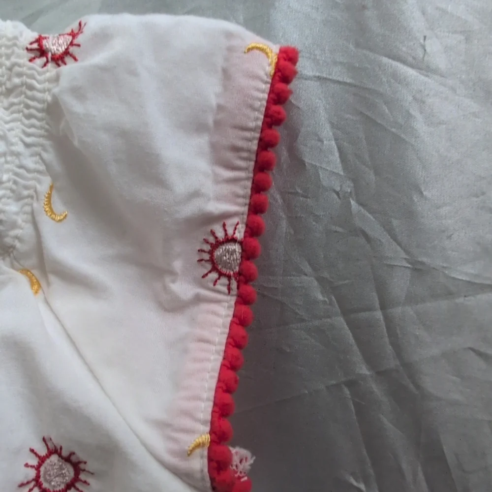 Genuine Kid from Oshkosh Girl's Dress 12M Moon & Sun Embroidered‎ Ivory/Orange